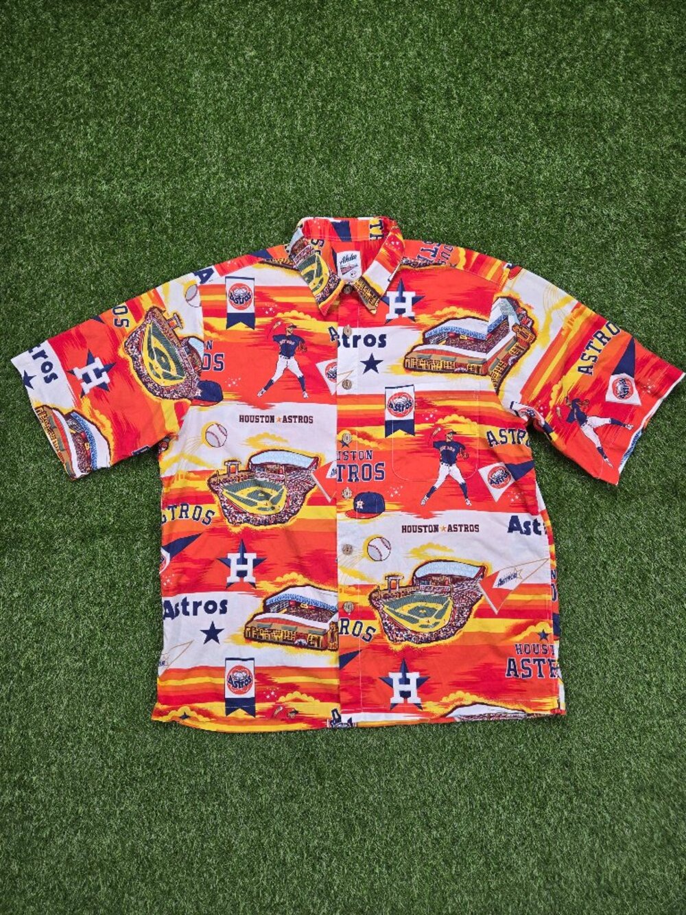 Aloha Reyn Spooner Houston Astros Shirt Mens Medium Scenic Baseball MLB Hawaiian